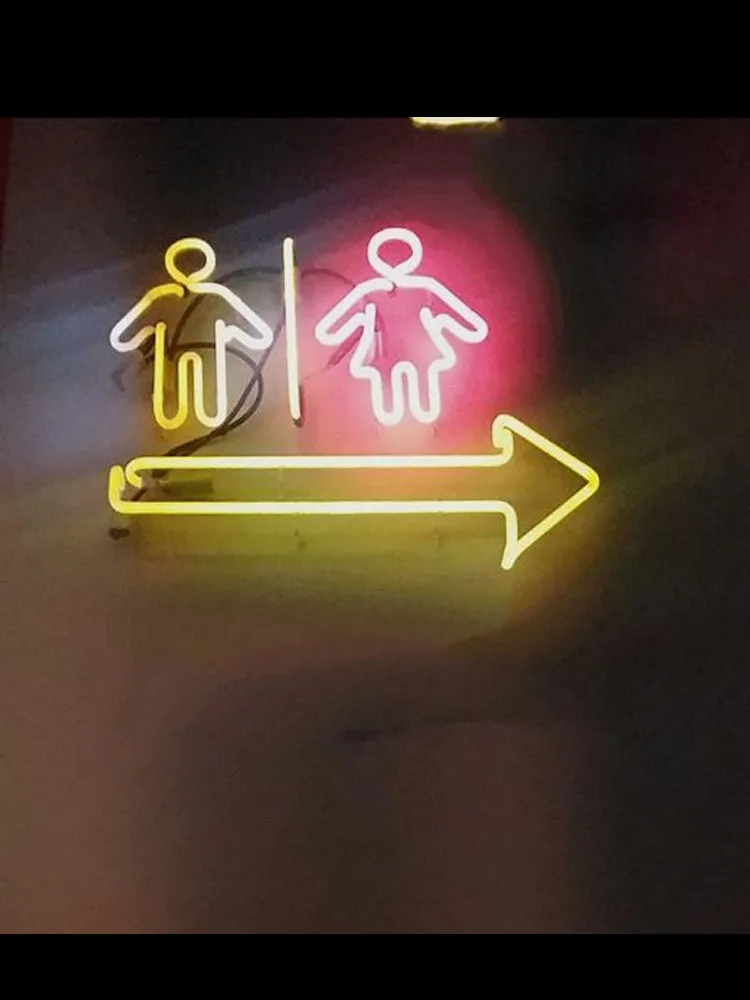 

Neon Sign Toilet LOGO with arrow WINDOW OPEN club Lamp restaurant light Neon Light Wall Hotel custom coffee Impact Attract light
