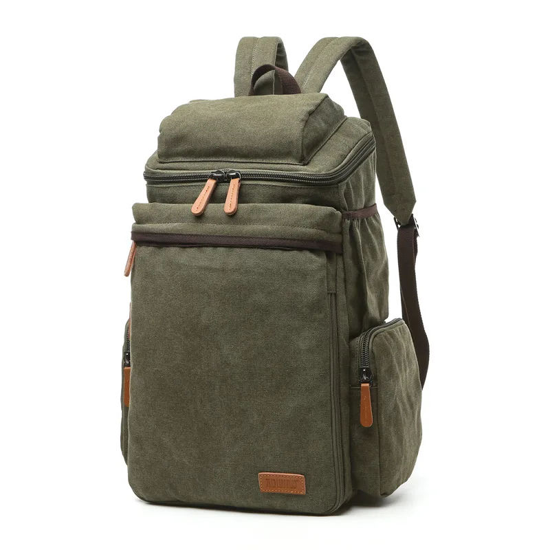 

New Retro Canvas Computer Backpack Three-dimensional Outer Bag Zipper Field Backpack Mountaineering Backpack Hiking Backpack