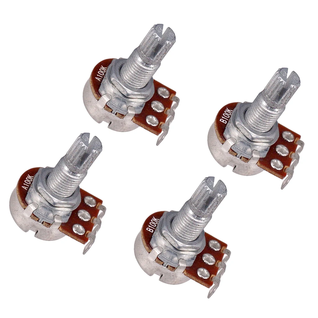 Long Split 18mm Shaft 100K Guitar Potentiometer Pot 4pcs Split Guitar Volume & Tone Pot Control Audio Taper Potentiometer