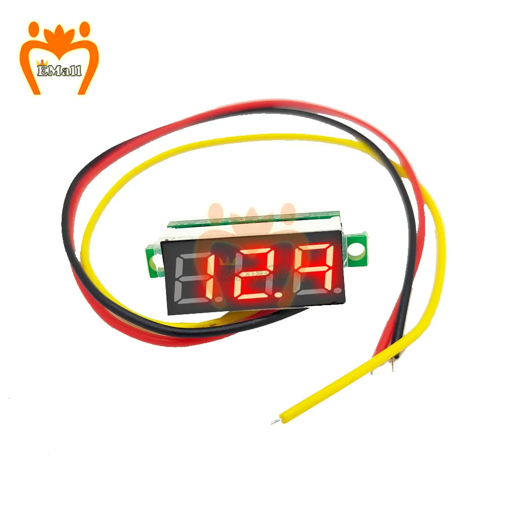 

0.36 Inch 0.36" Digital Voltmeter Red Green Blue DC 0V-100V 200V Three Lines Adjustable Voltage Panel Meter DC30V