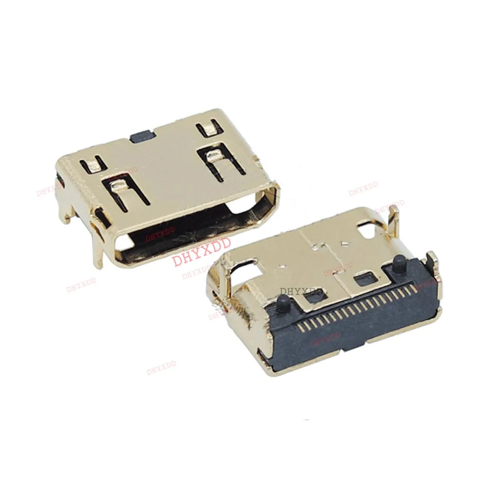 10pcs Mini HDMI-compatible Female Connector SMD 19 Pin Reflow Solderable Right Angle Surface Mound PCB Rohs Receptacle