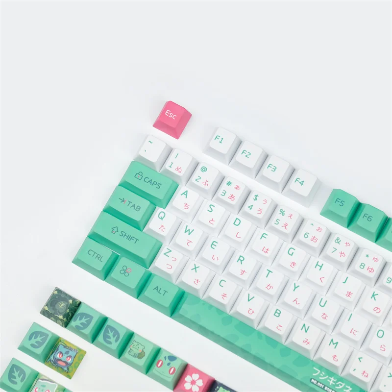 Anime 128 chaves sapo pbt 5 face dye-sublimação cherry perfil keycaps para teclado mecânico gh60 gk61 gk64 84 87 104 108