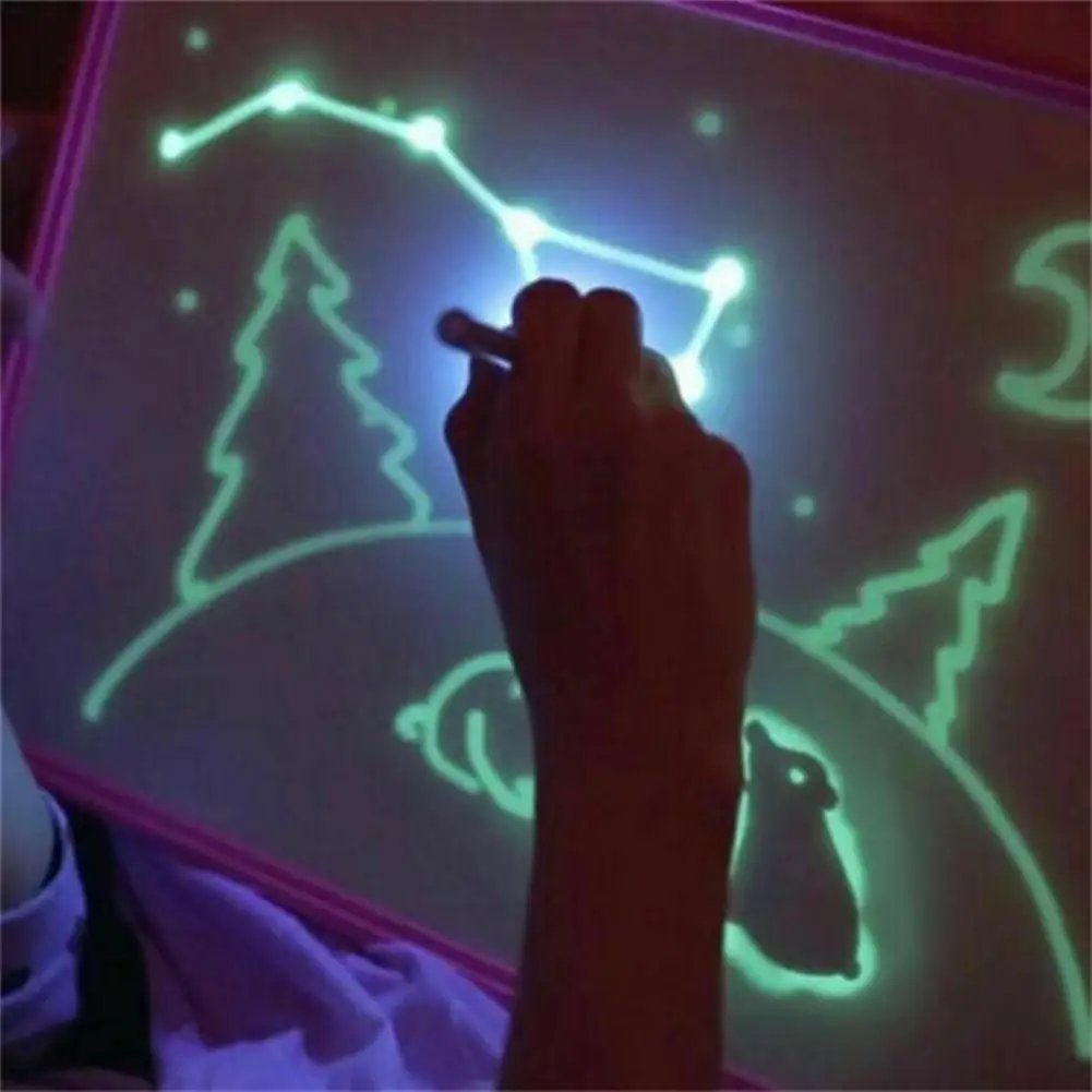 Placa de desenho luminosa fluorescente doodle scribbler placas educação precoce crianças aprendizagem brinquedos escrevendo doodle almofada para o estudante