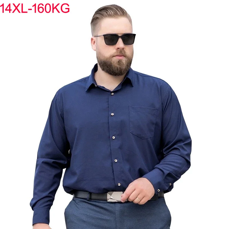 

Autumn plus size 8XL 9XL 14XL 12XL men formal shirt long sleeve dress shirt office shirt purple wedding oversize shirt red 58 54