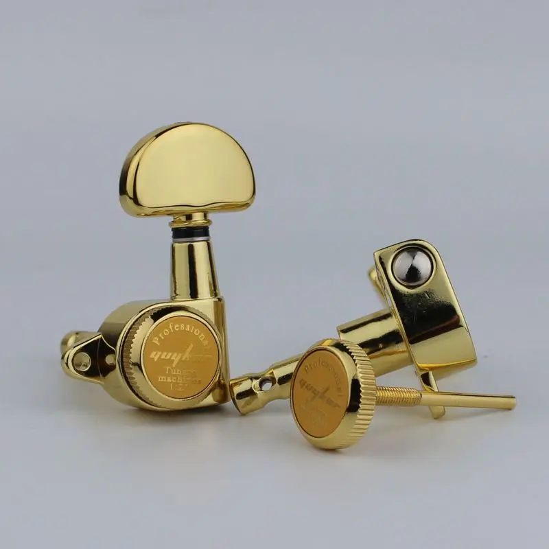 1 Set GUYKER 3R3L Locking String Sealed Tuning Key Pegs Gold Tuners Set Replacement for LP SG Style Electric Guitars