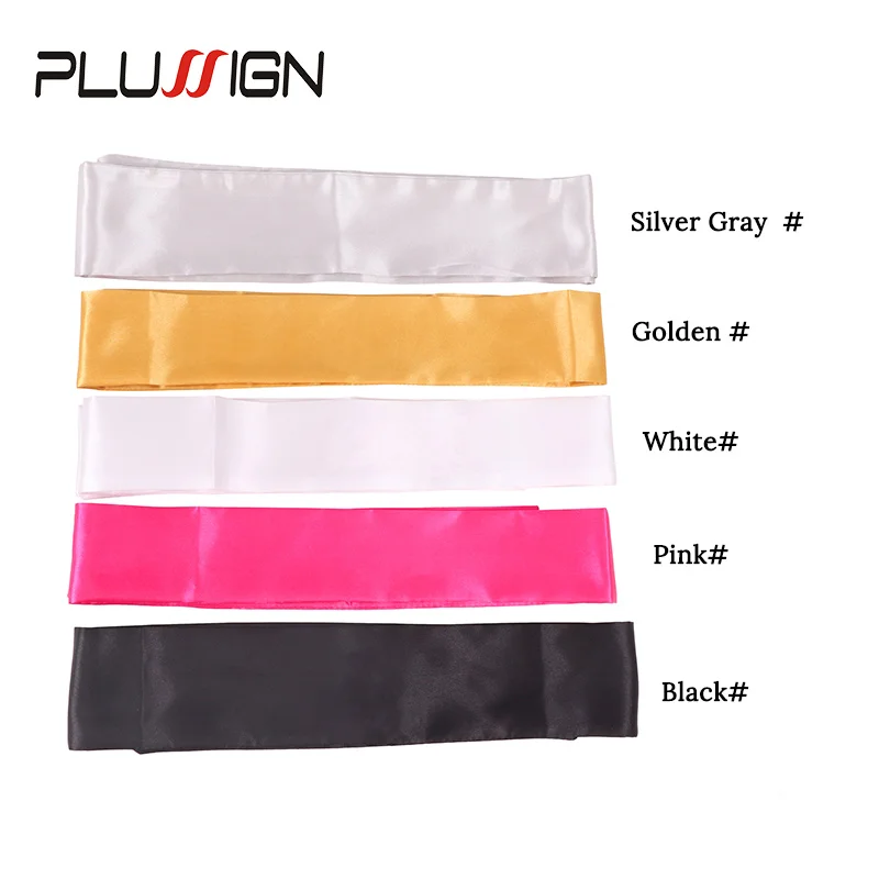 Plussign Satin Edges Hair Wrap Silk Wig Grip Black Golden White Satin Headband Edge Wraps For Lace Frontal Wigs Soft Hair Band