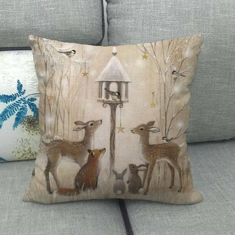 

Christmas Decorations For Home throw pillowcase linen cushion cover New Year Xmas Decoration pillowcase Natale cartoon elk cover