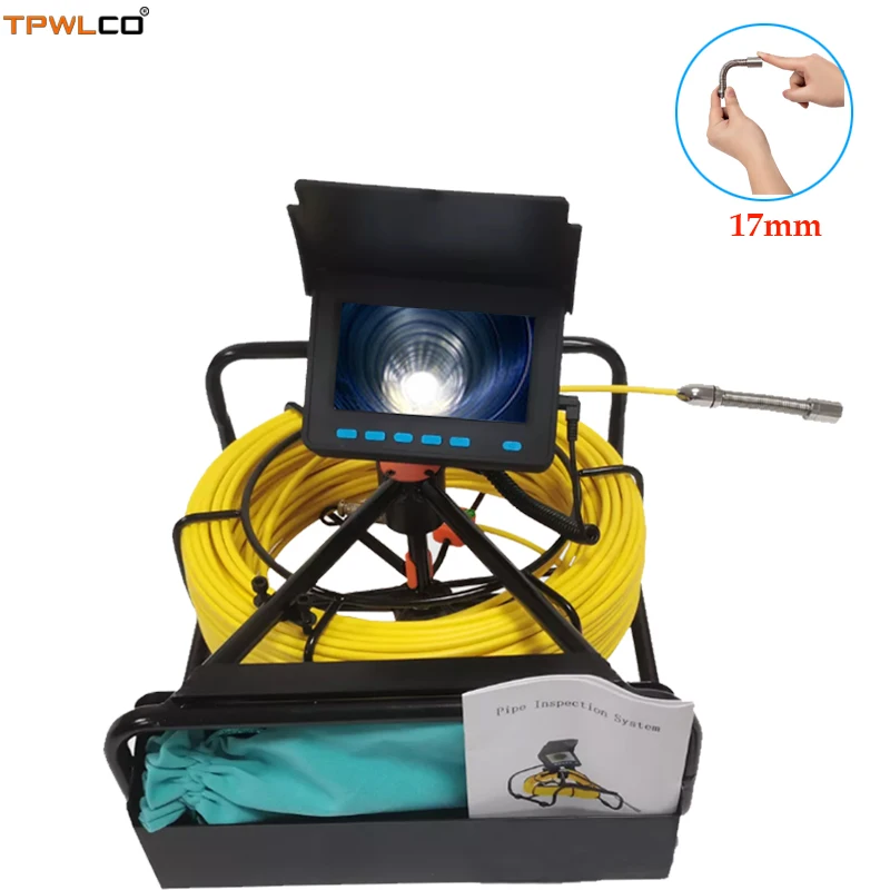 

TPWLCO TP9604B 4.3inch Monitor 10-50m Pipe Inspection Video System With DVR 17mm Endoscope Industrial Camera 8500mA Battery