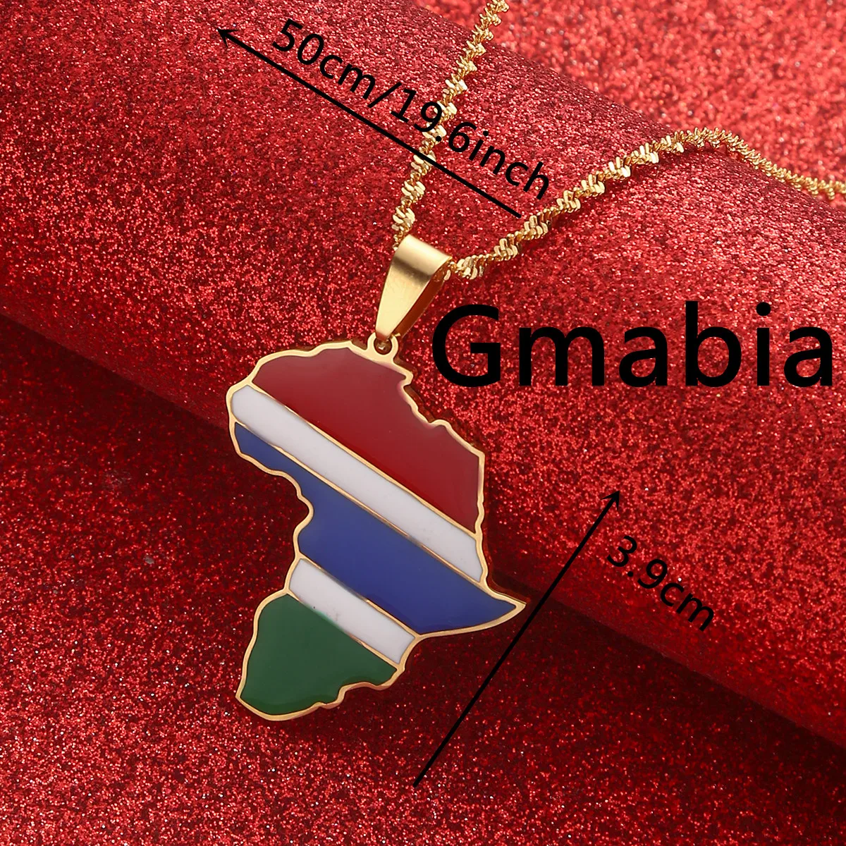 Africa Map & Gambia Map Pendant Necklaces Silver Color Gold Color Jewelry Map Gambia Gift