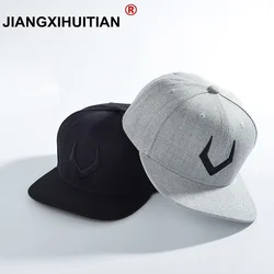 High quality grey wool snapback 3D pierced embroidery hip hop cap flat bill autumn winter baseball cap for men and women