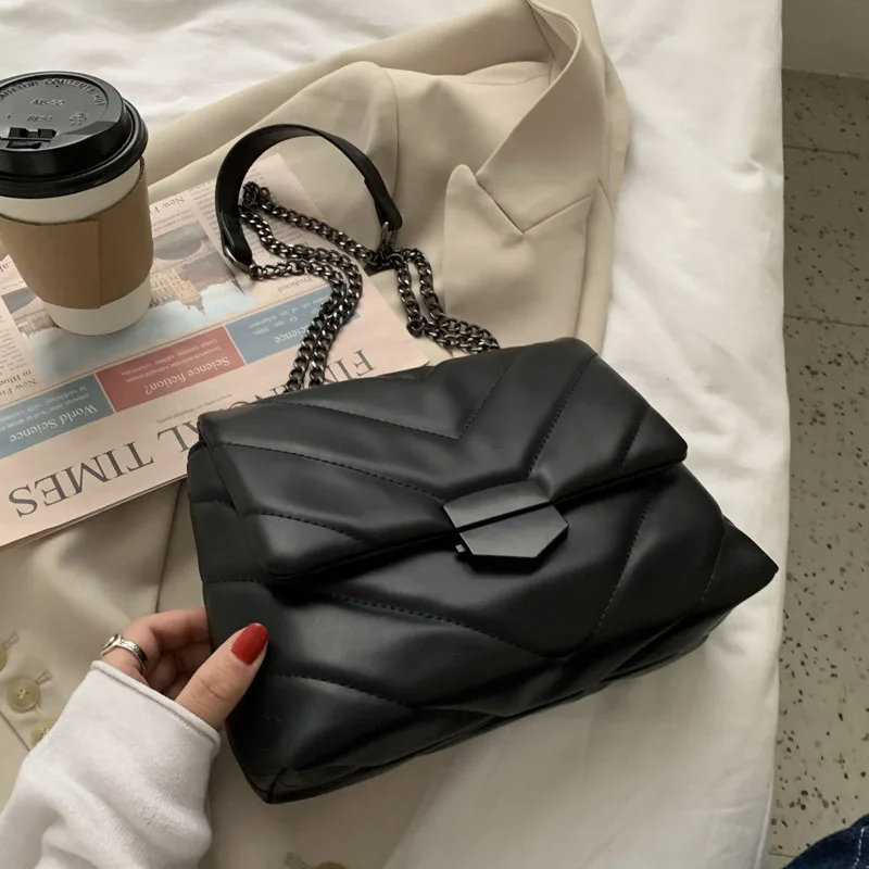 Embroidery Thread Small PU Leather Crossbody Bags for Women 2021 Trend Hand Bag Women\'s Branded Trending Shoulder Handbags