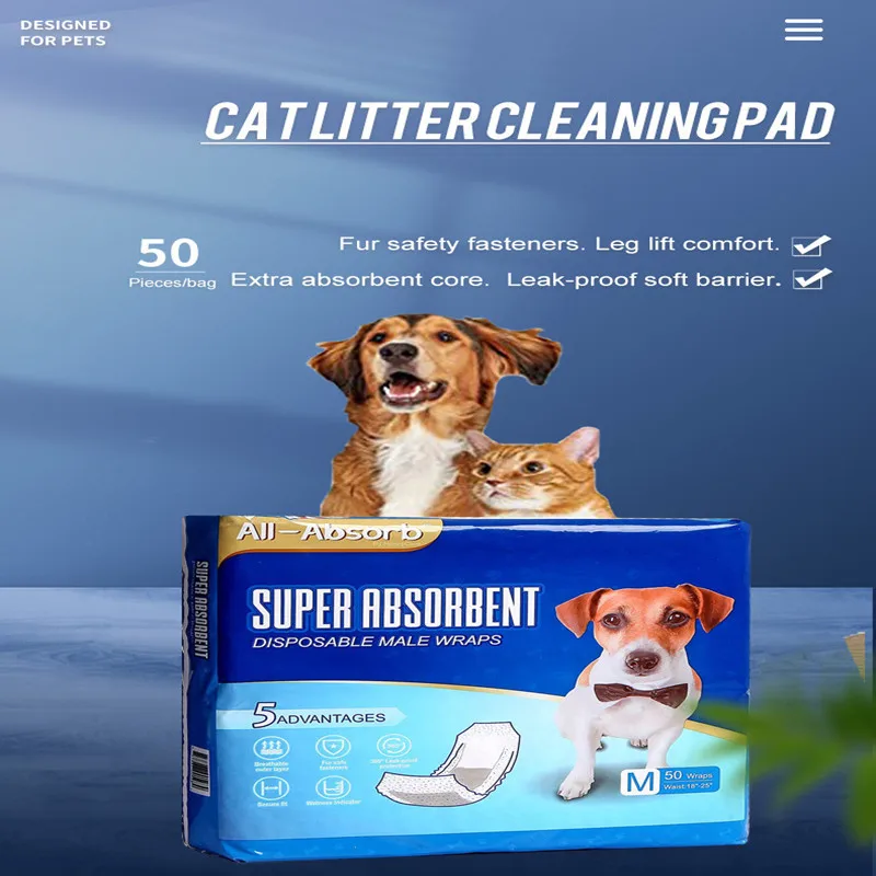 

50 Pieces Fully Absorbent Diapers Disposable Leak-Proof Suitable Male Dogs Large Capacity Diapers Pet Supplies