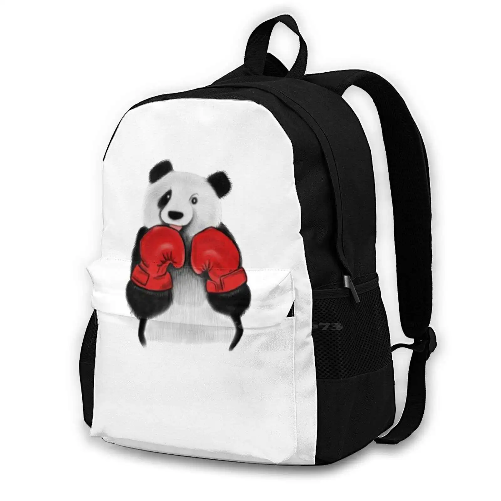 Boxing Panda Bear Panda Face Shirt-Funny Animal Shirt Large Capacity School Backpack Laptop Travel Bags Panda Bear Boxer