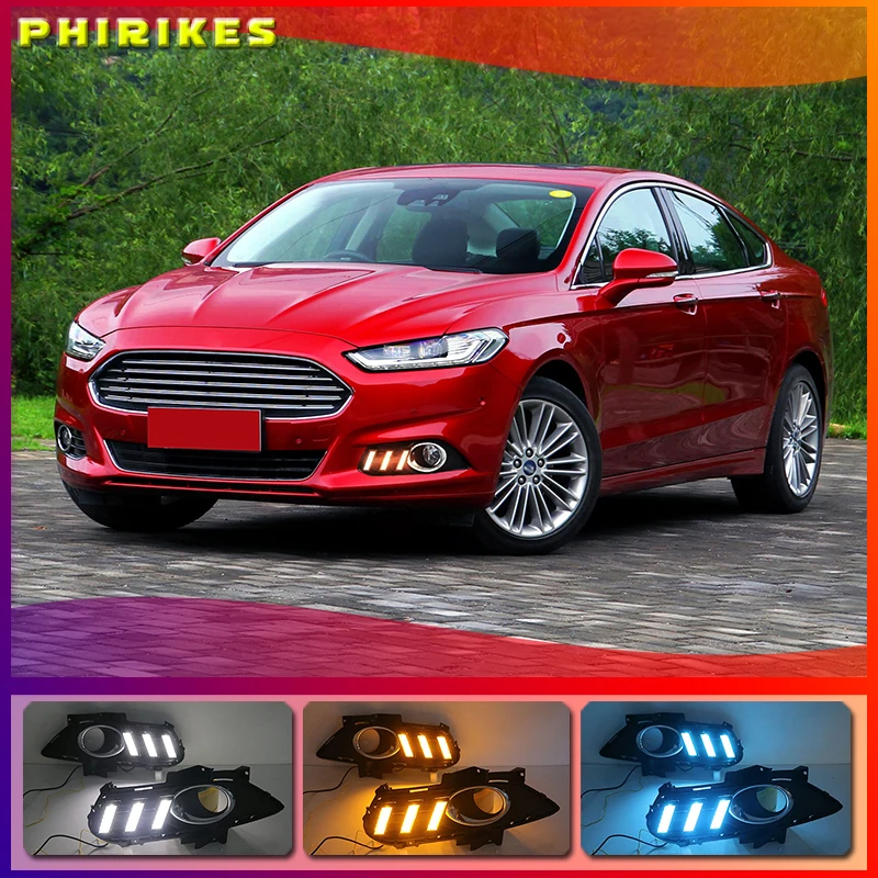 

1 комплект для Ford Mondeo Fusion 2013 2014 2015 2016 желтое реле сигнала поворота, водонепроницаемая автомобильная лампа DRL, светодиодсветодиодный дневные хосветильник