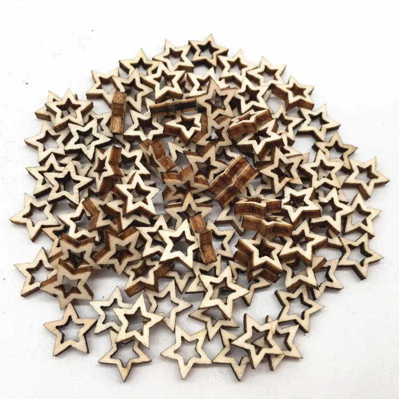 50pcs Unfinished Wood Cutout Star Shaped Wood Pieces for Wooden Craft DIY Projects, Gift Tags, Home Decoration