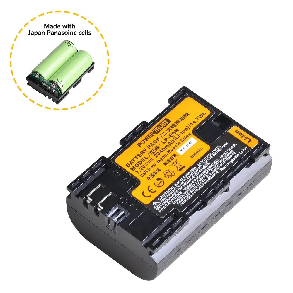 Batería de LP-E6N (real 2040mAh) + cargador USB LCD para Canon EOS 5D Mark II, DS Mark III, 5D Mark IV, 5DS, 5DS R, 6D, 7D, 70D