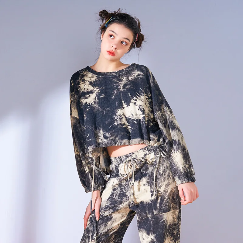 

Spring Long Sleeve Crew Neck Waist Pajamas High-End Glorious 2-Piece Set Loungewear Women Viscose Printing Sleep Home Clothes