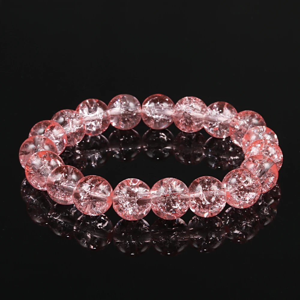 Vintage Natural Stone Bracelet Crystal Pink Beads Elastic Bangles Charm Women Bracelets for Femme Handmade Jewelry Lovers Gift