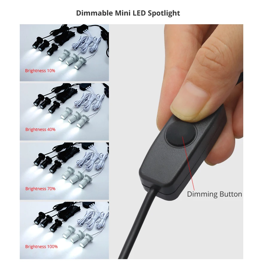 Mini 1W reflektory LED z możliwością przyciemniania z USB 5V dla modelu wyświetlacz licznik szafka do wina garaż kit wystawa case półka 1 do 1/4/10