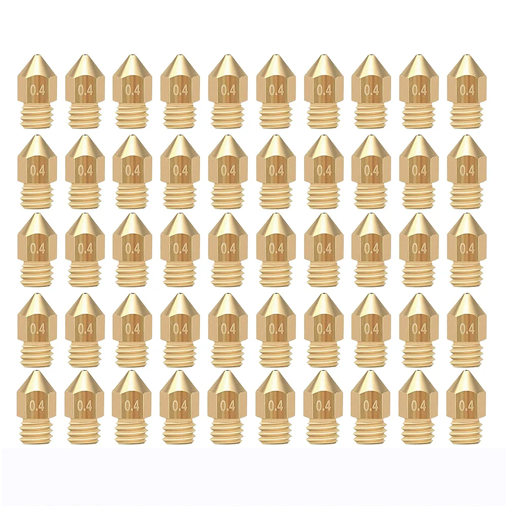 

50PC 0.4MM Brass 3D Printer Nozzles for MK8 Extruder Nozzle Extruder Print Head 1.75mm for 3D Printer Anet A8 MK8 CR-10 Ender