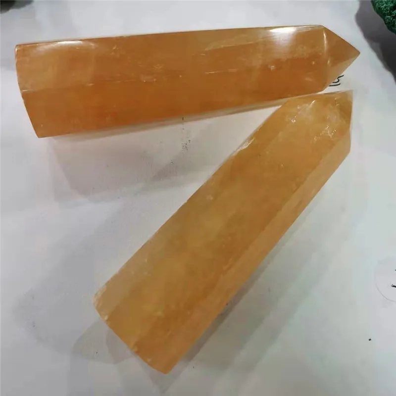 1Pcs Natural crystal healing stone yellow calcite crystal obelisk iceland spar crystal quartz point