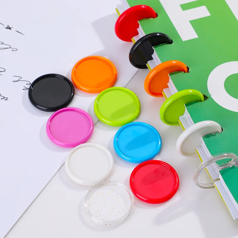 30Pcs 35MM Mushroom Hole Button Notebook Binding Disc Button Loose-leaf Button 360 Degree Foldable Plastic Disc Office School