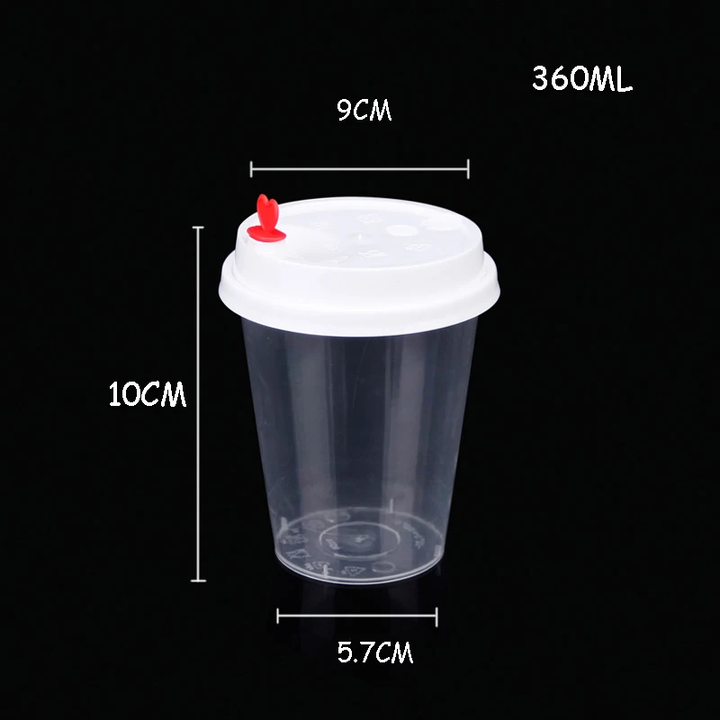 Transparent Juice Container, Disposable Plastic Cup for Cool Drink, Suitable for Party Use, Beverage Drinkware with Lids, 300ml