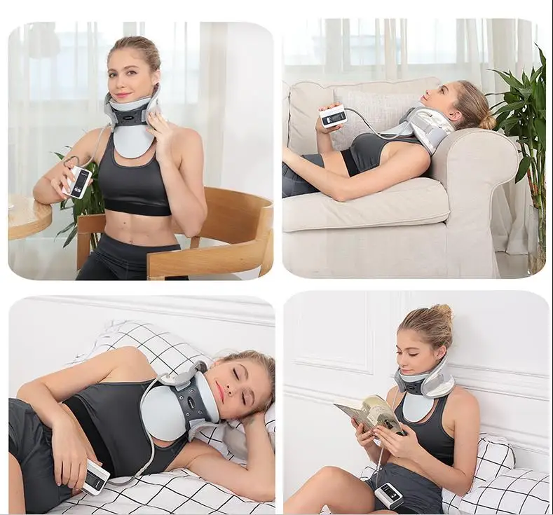 Electric neck cervical traction device adjustable inflatable collar household massage Spondylosis Collar Hanging Neck frame
