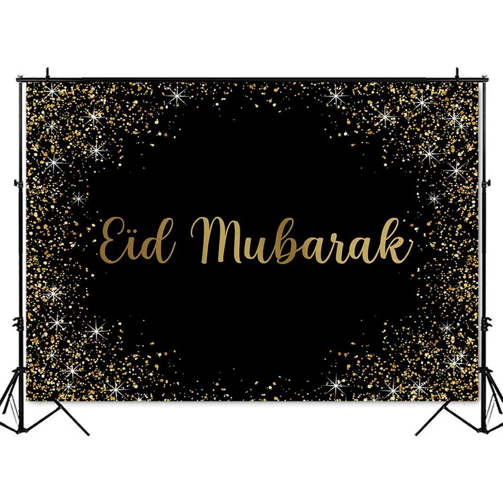 Black Eid Mubarak Backdrop Ramadan Kareem background Islamic Hanging Lamp backdrop Newborn Kids white vinyl photophone wallpaper