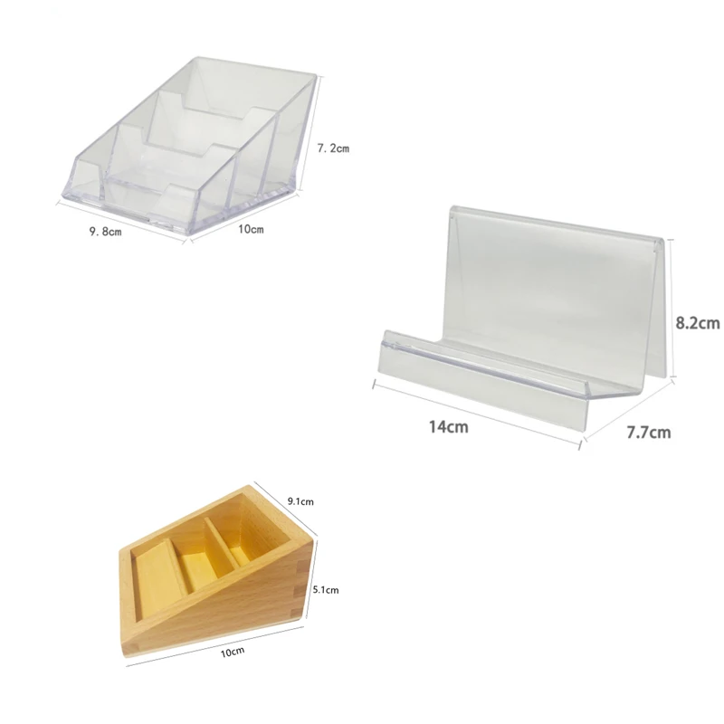 Montessori Wood/ Plastic Sorting Trays Stand for Papers/ Booklets 3-Part Cards Containers Langauge Materials Educational Tools