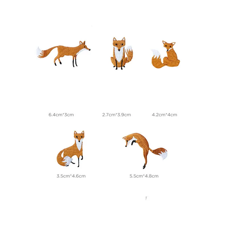 Fox Embroidery Stickers Cute Patches Parches Ropa Termoadhesiv Bordados Patch on clothing Naszywki Na Ubrania Toppe Vestiti Swe