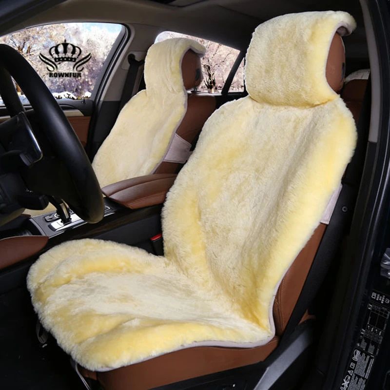 AUTOROWN Genuine Australian Sheepskin Short Wool Car Seat Cover Warm Soft Universal Size Auto Interior Accessories Free Shipping