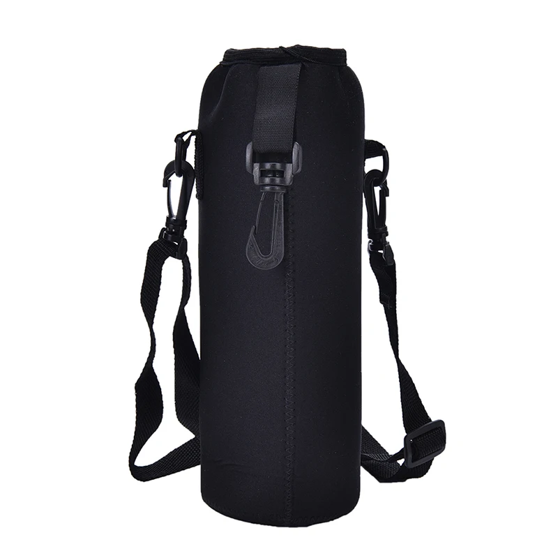 1000ML Black Shoulder Strap Water Bottle Cover Bag Pouch Strap Neoprene Water Bottle Carrier Insulated Bag Pouch Holder