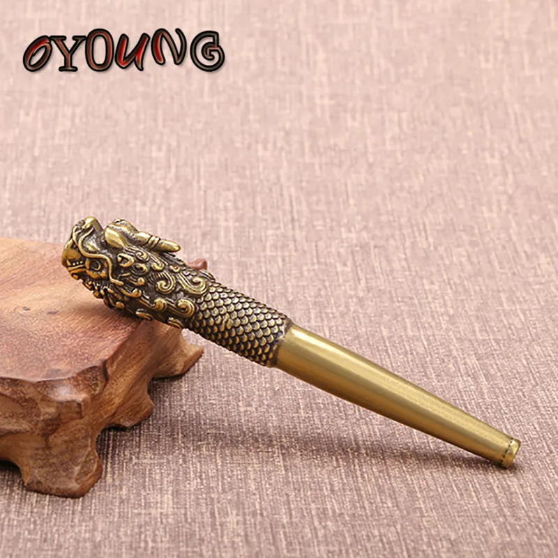 Vintage Pure Copper Smoke Tipsy Dragon Head Cigarette Holder Filter Tobacco Pipe Creative Handmade Father Husband Gift Man Love