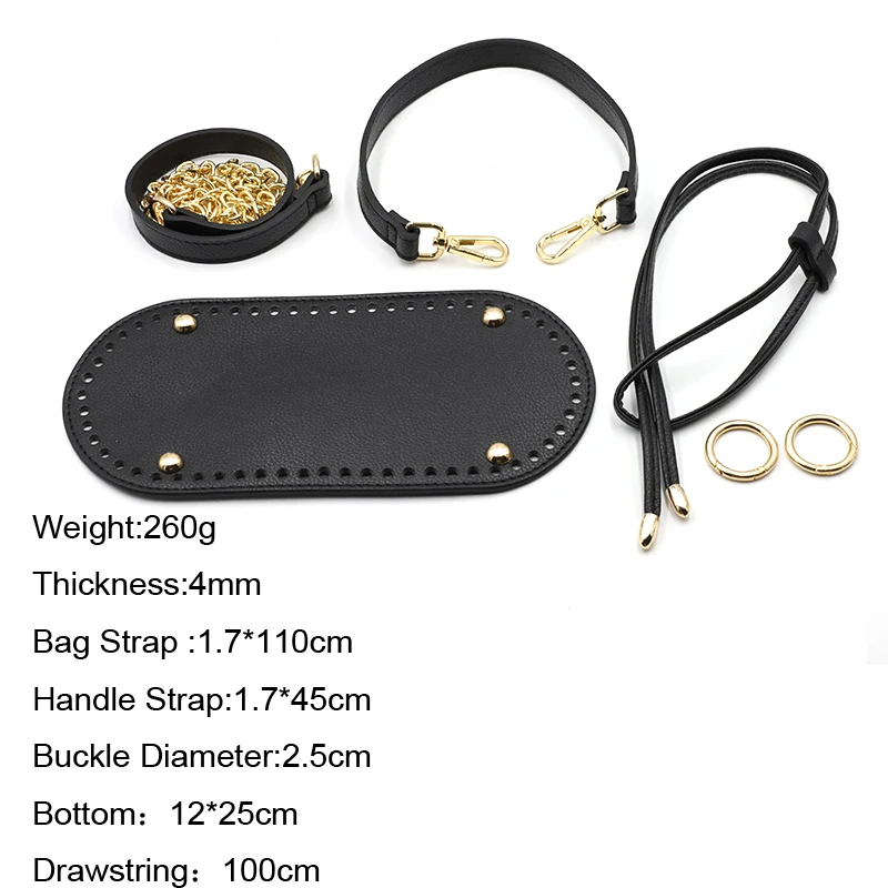 Handmade Handbag DIY Woven Bag Set Soft Leather Bag Bottoms with Hardware Accessories Handbag Shoulder Strap for Women Backpack