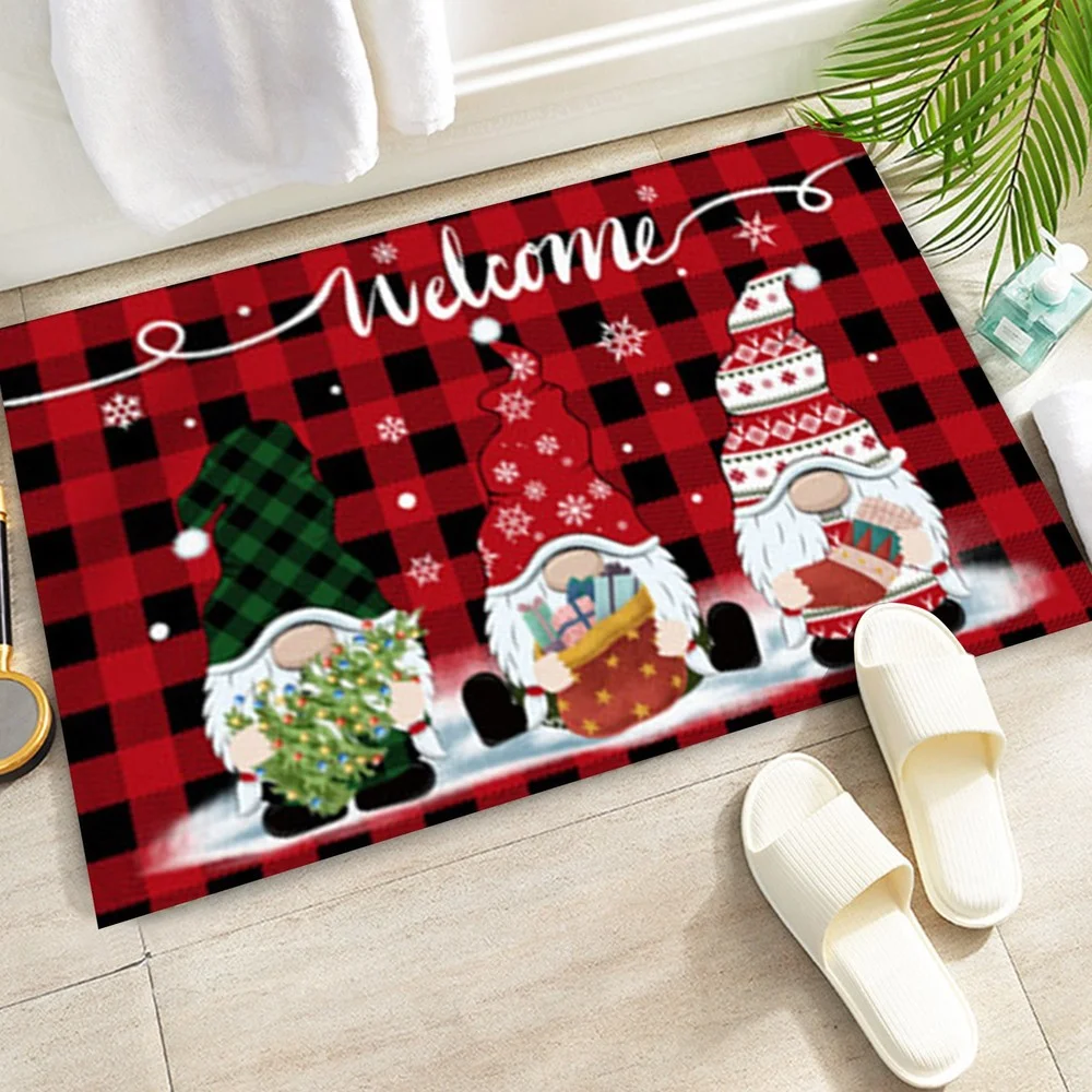 CLOOCL Christmas Doormat Cute Santa Xmas Tree Gnome Car Print Door Mat Floor Carpet Rug Christmas Decoration Home Decor Navidad