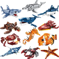 Creative Sea Life Animals Bricks Series Undersea Mobile Team 2 In 1 Deformation Building Block Model Educational Kids Toys Gift