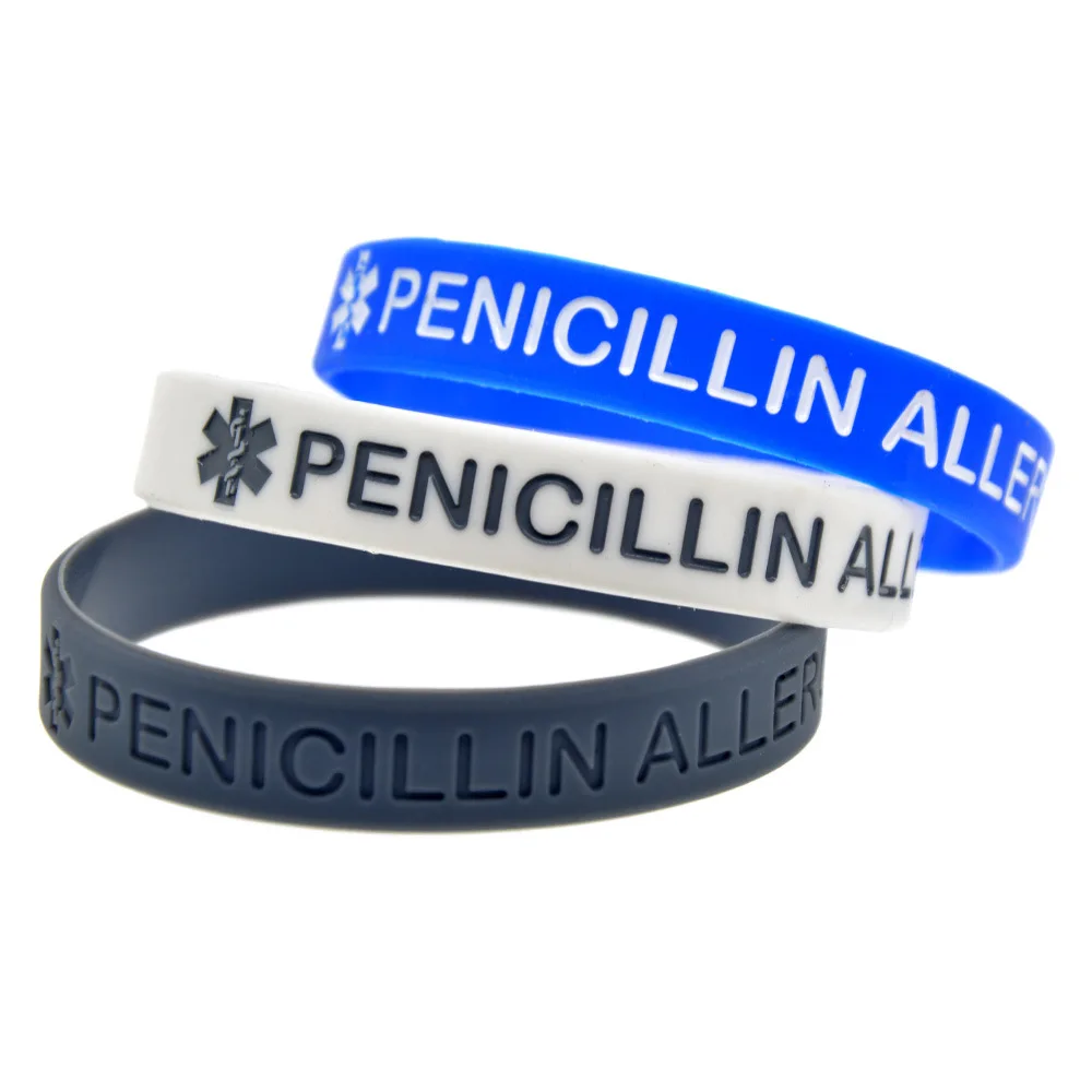 Mode Penicillin Allergie Silikon Armband Penicillin Allergie Warnung Hand Strap Weichen Armband Heißer Verkauf