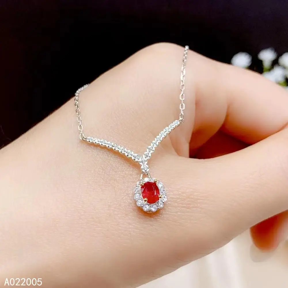 

KJJEAXCMY Fine Jewelry 925 Sterling Silver inlaid Natural gemstone ruby Female Miss Woman Girl New Pendant Necklace elegant