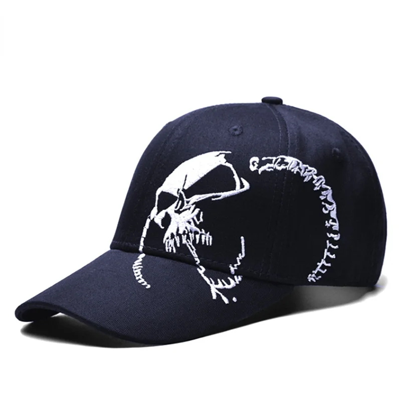 

Cotton Baseball Cap Skull Embroidery Snapback Fashion High Quality Unisex Sports Dad Hat Hip Hop Cap For Women Men