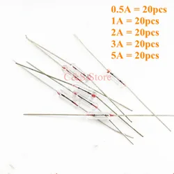 5 kinds * 20pcs = 100pcs/lot 3*10mm 250V Axial fast glass fuse with lead wire Mix Set 0.5A 1A 2A 3A 5A 3x10