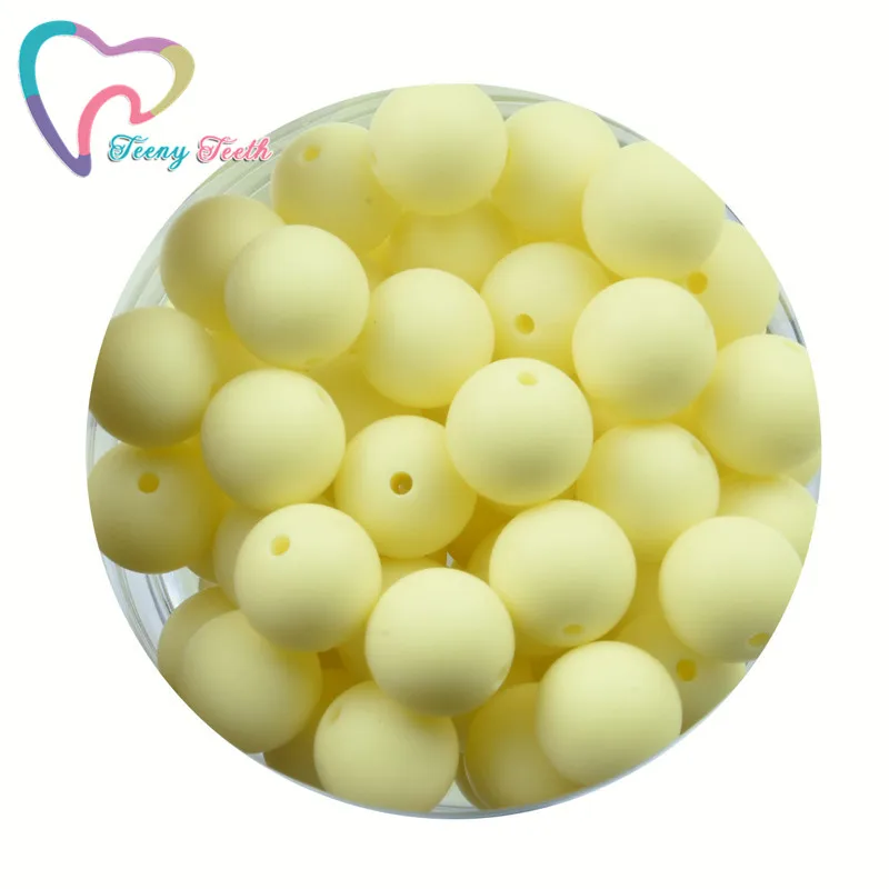 

Teeny Teeth 100 PCS Cream Yellow Baby Teether Silicone Beads 12-15MM Round Teething Beads BPA Free DIY Perle Silicone Ball Beads