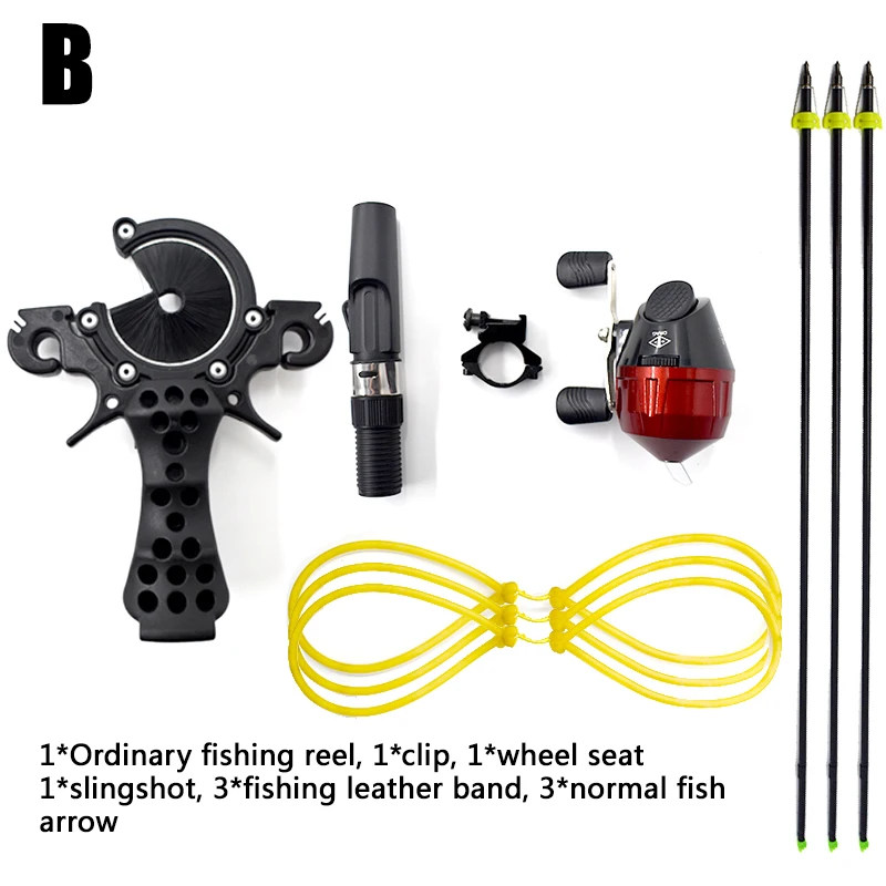 NONE Hochpräzise Fischs chießen Schleuder Sport Outdoor Pfeil und Bogen Schleuder schießen Fisch Pfeil schießen Fisch Katapult Set 4