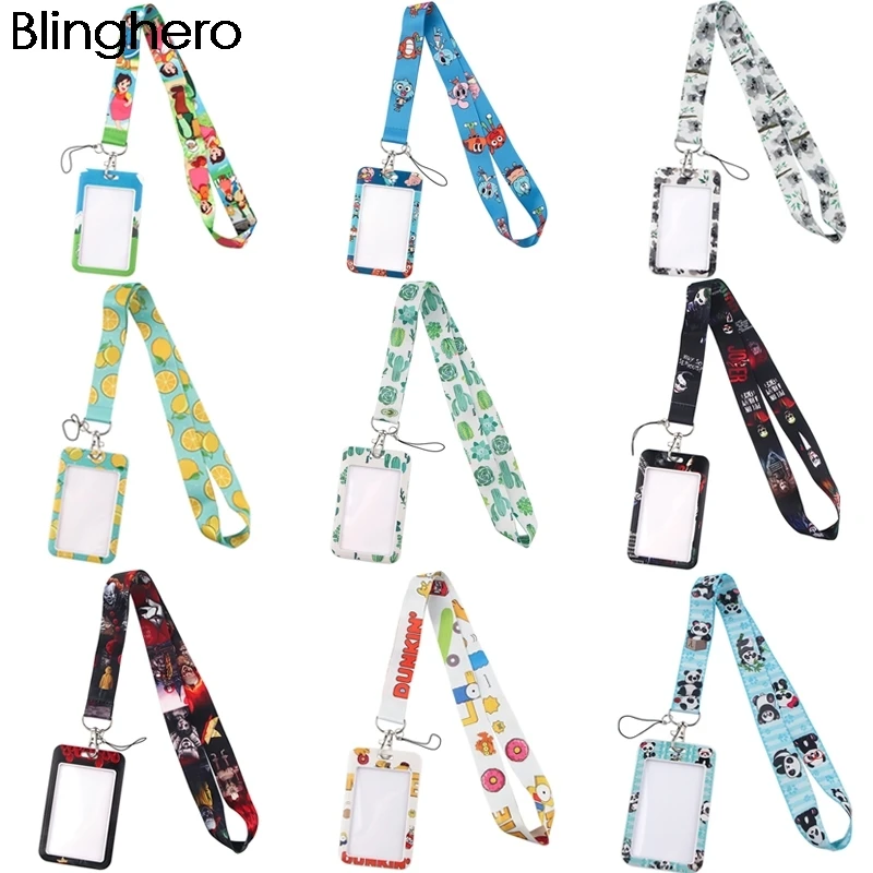 BH1314 Blinghero Cartoon Work Card Holder With Lanyard Clown Credit Card Bus Holder Identity With Neck Strap