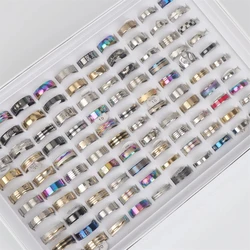 Wholesale 100pcs/lot Fashion Stainless Steel Stripe Heart Love Rings Jewelry For Women Men Mix Style Party Gifts