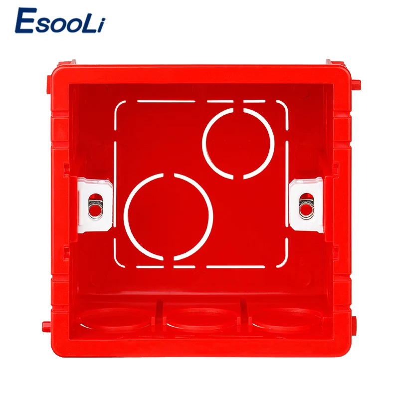 EsooLi caja de montaje ajustable, casete interno de 3 colores, 86mm x 83mm x 50mm para Interruptor táctil tipo 86 y caja trasera de cableado de