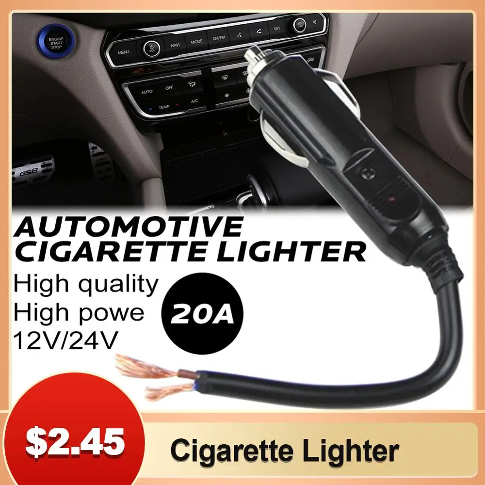 12V/ 24V Cigarette Lighter Plug Male Auto Electric Appliances Cigarette Lighter Plug With Indicator Light Inside 20A