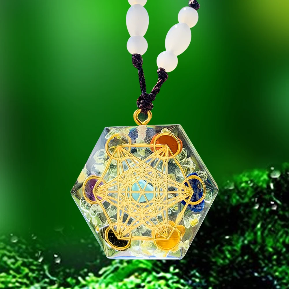 Seven Chakra Ogan Energy Pendant Natural Crystal Stone Star of David Necklace Metatron Cube DIY Necklace Amulet Jewelry