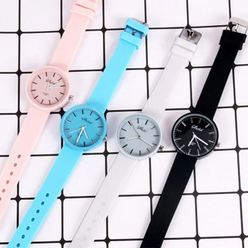 Women Candy Color Quartz Wrist Watch Lady Silicone Band Simple Style Watch B99