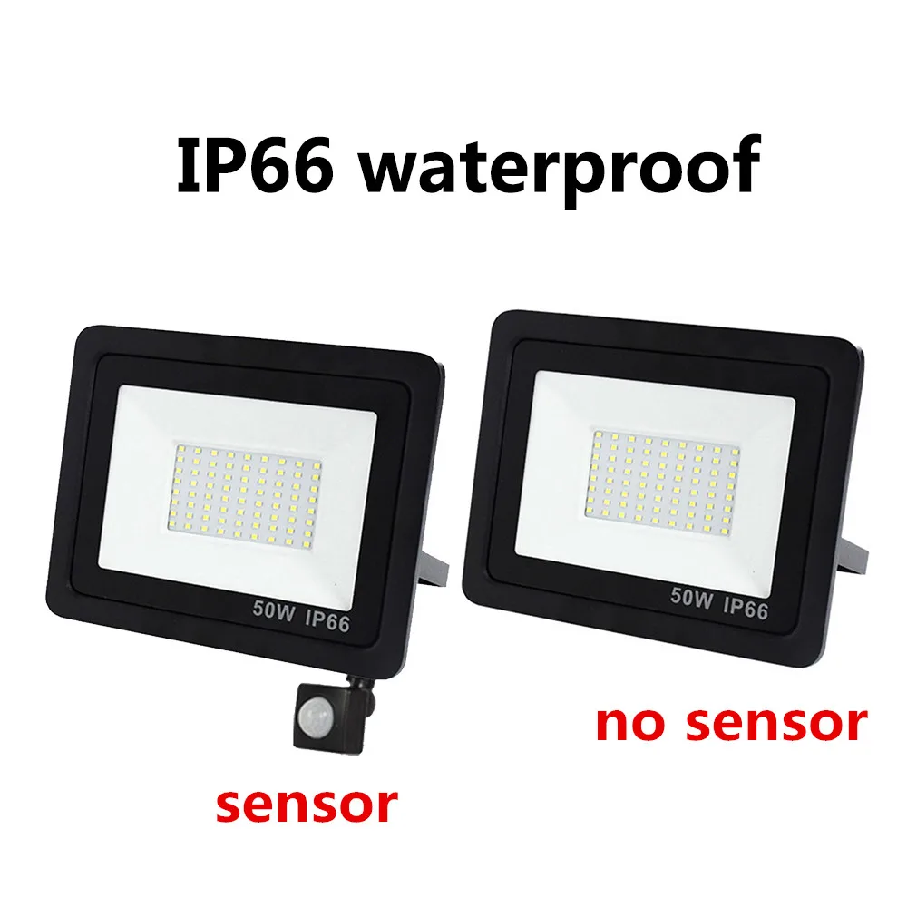 PIR Motion Sensor LED Spotlight 10W 50W 100W 200W High Brightness Outdoor Wall Reflector Lighting IP66 Waterproof Garden Lamp